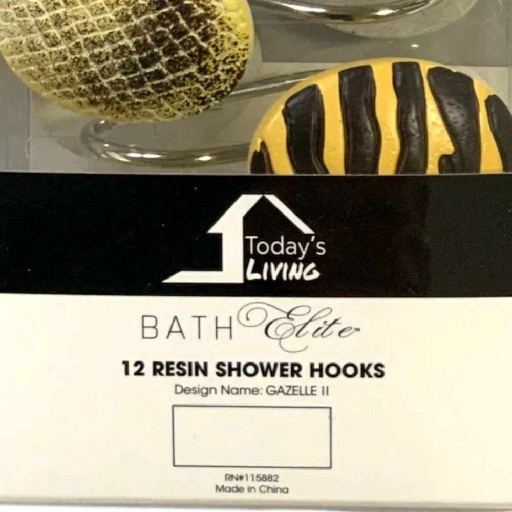 Animal Print Shower Hooks Set of 12 Resin Hooks Gazelle Leopard Multicol…